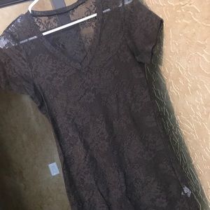 Brown Lacey burnout shirt